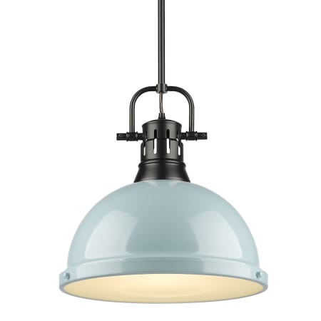 A large image of the Golden Lighting 3604-L-BLK Black / Seafoam