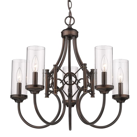 A large image of the Golden Lighting 3718-5 CLR Cordoban Bronze / Clear Glass