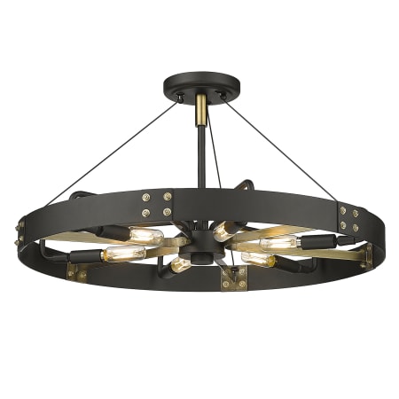 A large image of the Golden Lighting 3866-MSF Natural Black / Aged Brass