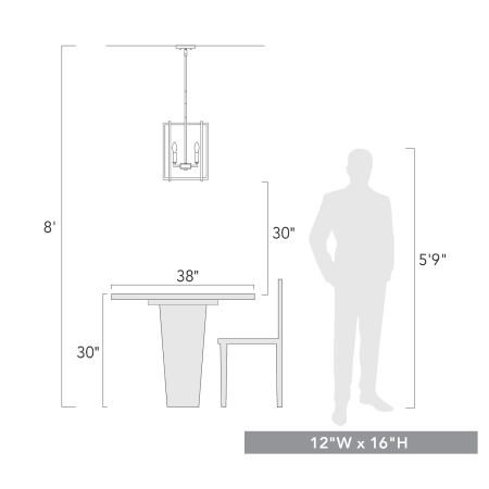 A large image of the Golden Lighting 6070-4 BLK Size to Scale Image