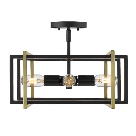 A large image of the Golden Lighting 6070-SF-BLK Black / Aged Brass