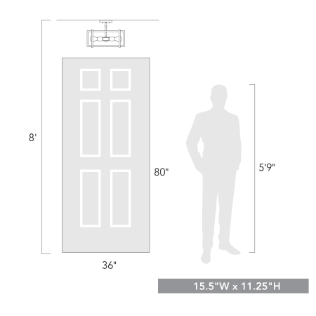 A large image of the Golden Lighting 6070-SF-BLK Size to Scale Image