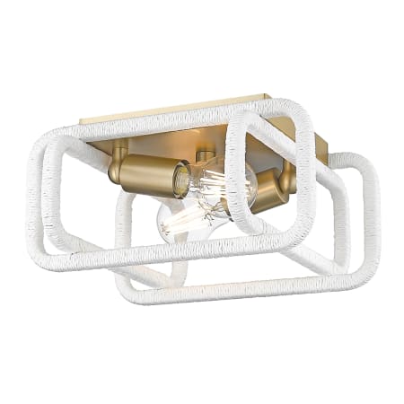 A large image of the Golden Lighting 6085-FM WR Brushed Champagne Bronze / Bleached White Raphia
