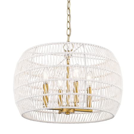A large image of the Golden Lighting 6808-4 Modern Brushed Gold / Bleached White Raphia