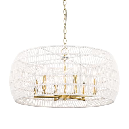 A large image of the Golden Lighting 6808-6 Modern Brushed Gold / Bleached White Raphia