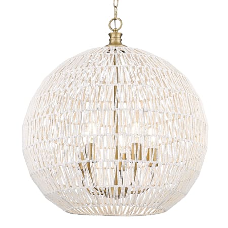 A large image of the Golden Lighting 6933-5P Brushed Champagne Bronze / Bleached White Raphia