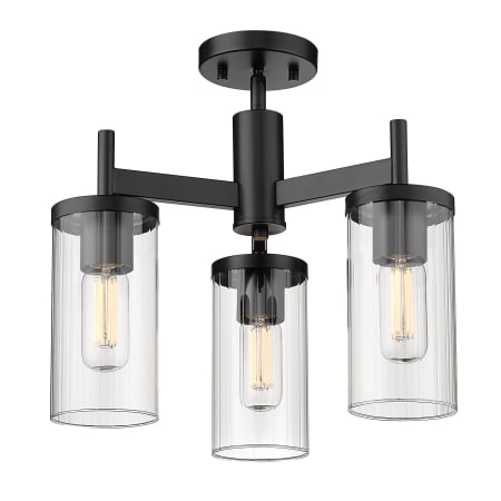 A large image of the Golden Lighting 7011-3SF Matte Black / Clear