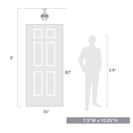 A large image of the Golden Lighting 7856-1SF Size to Scale Image