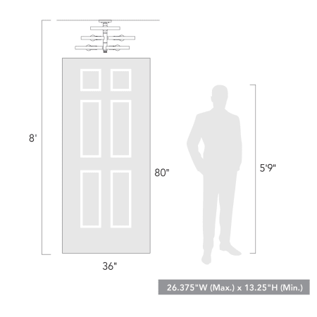 A large image of the Golden Lighting 8330-6SF Size to Scale Image