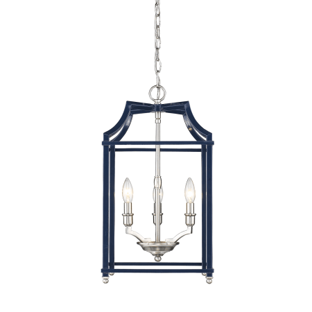 A large image of the Golden Lighting 8401-3P PW Pewter / Navy