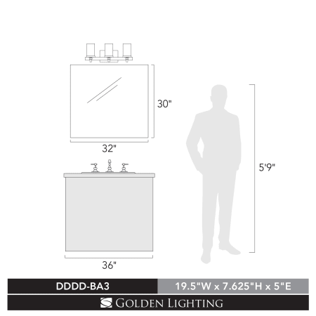 A large image of the Golden Lighting DDDD-BA3 Golden Lighting-DDDD-BA3-Scale Image