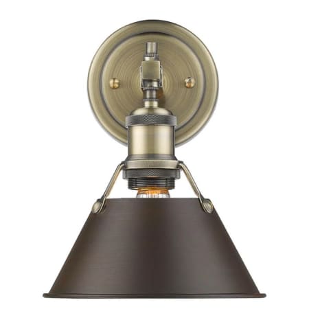 A large image of the Golden Lighting 3306-BA1 AB Aged Brass with Black Shades
