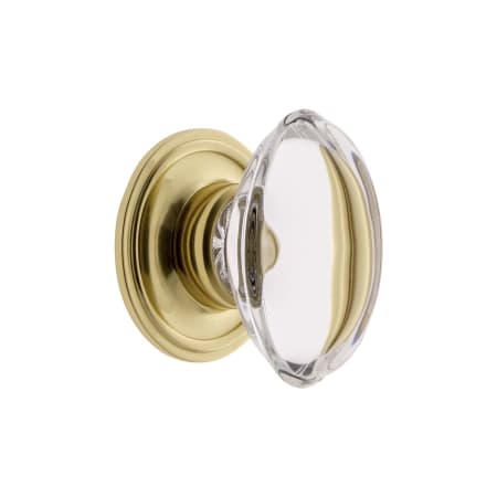 A large image of the Grandeur PROV-CRYS-KNOB-GEO Polished Brass
