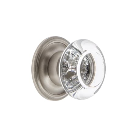 A large image of the Grandeur BORD-CRYS-KNOB-GEO Satin Nickel