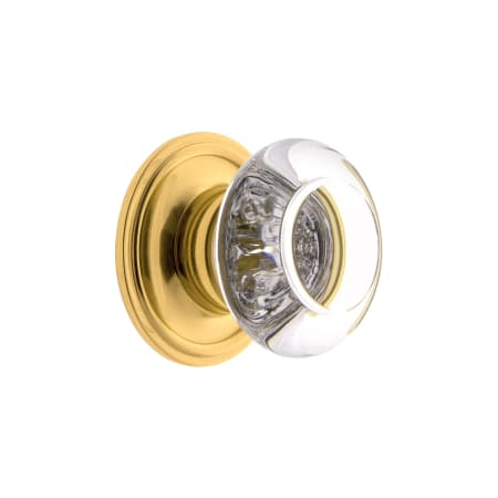 A large image of the Grandeur BORD-CRYS-KNOB-GEO Lifetime Brass