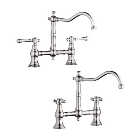 Grohe 20128en0 Brushed Nickel Bridgeford Double Handle Bridge