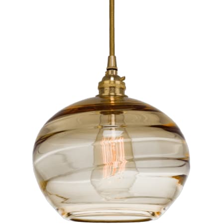 A large image of the Hammerton Studio CHB0036-12 Optic Amber Glass with Gilded Brass Finish