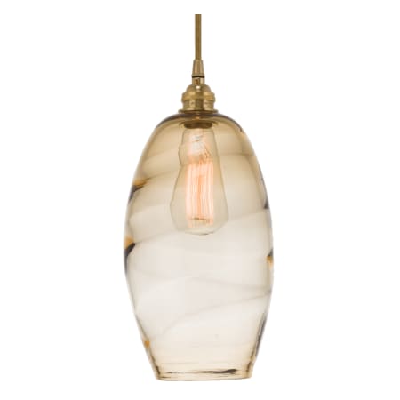 A large image of the Hammerton Studio PLB0035-07 Optic Amber Glass with Gilded Brass Finish