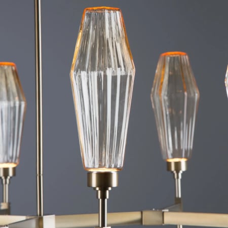 A large image of the Hammerton Studio CHB0049-37 Optic Ribbed Amber Glass with Heritage Brass Finish