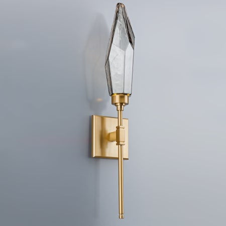 A large image of the Hammerton Studio IDB0050-04 Chilled Smoke Glass with Heritage Brass Finish
