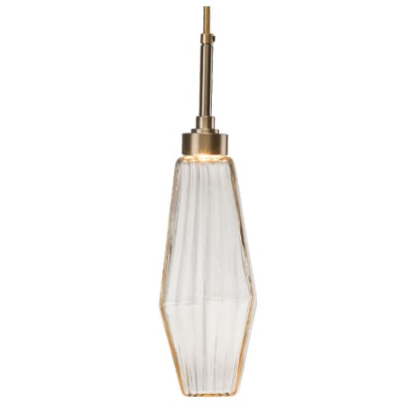 A large image of the Hammerton Studio CHB0049-11 Optic Rib Amber Glass with Heritage Brass Finish