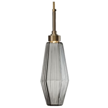 A large image of the Hammerton Studio PLB0049-0A Optic Rib Smoke Glass with Heritage Brass Finish
