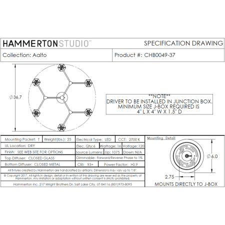 A large image of the Hammerton Studio CHB0049-37 Hammerton Studio CHB0049-37 Specifications