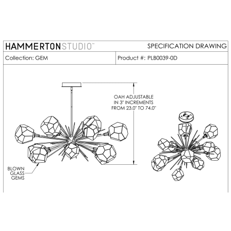 A large image of the Hammerton Studio PLB0039-0D Specification Drawing 1