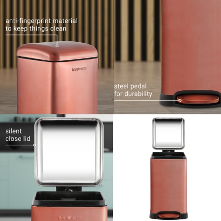 A large image of the happimess HPM1012-TRASH-CAN Features - Rose Gold