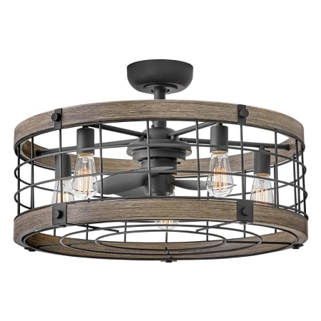 A large image of the Hinkley Lighting 904627F-LIA Matte Black / Driftwood