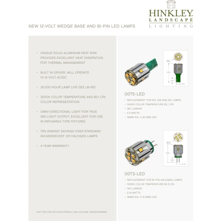 A large image of the Hinkley Lighting 00T5-LED Instruction Sheet