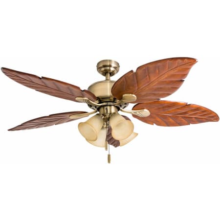 A large image of the Honeywell Ceiling Fans Royal Palm 4 Light Aged Brass