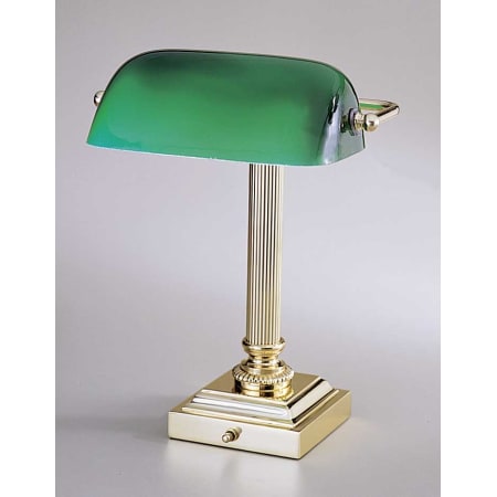 A large image of the House of Troy DSK428 Polished Brass / Green