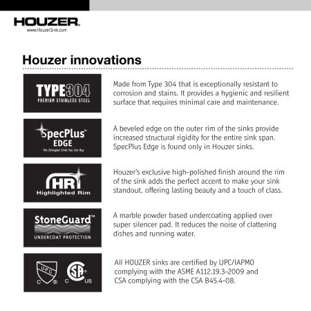 A large image of the Houzer BSS-2309 Houzer BSS-2309