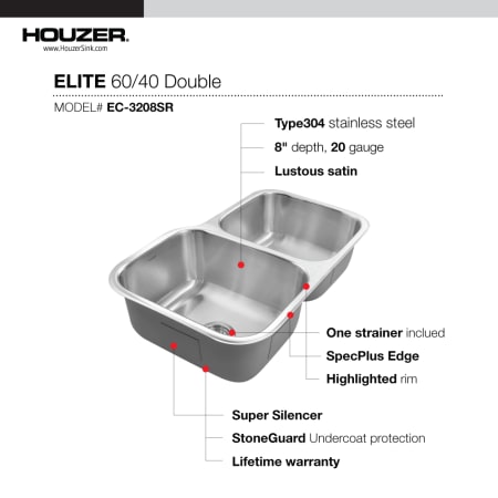 A large image of the Houzer EC-3208SR Alternate Image