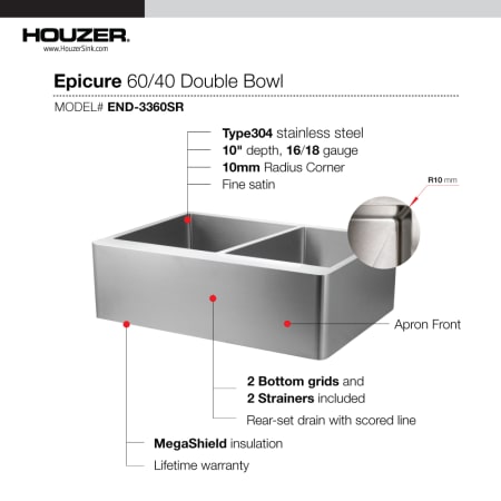 A large image of the Houzer END-3360SR Alternate Image