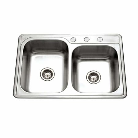 A large image of the Houzer ISL-3322BS 3 Faucet Holes