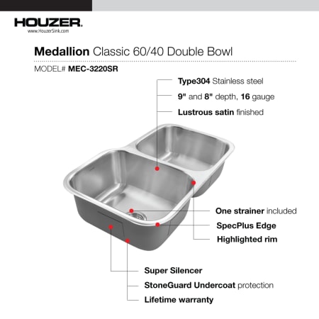 A large image of the Houzer MEC-3220SR Alternate Image