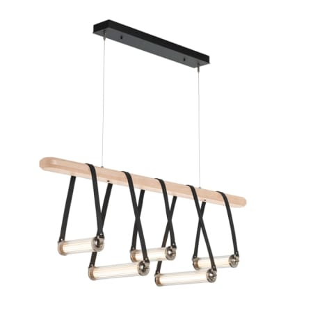 A large image of the Hubbardton Forge 131053 Polished Nickel / Black / Maple Wood / Clear
