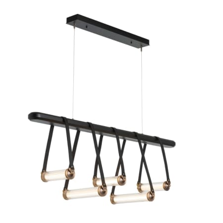 A large image of the Hubbardton Forge 131053 Antique Brass / Black / Black Wood / Clear