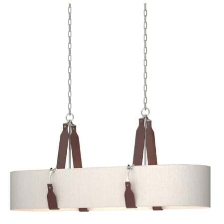 A large image of the Hubbardton Forge 134070 Polished Nickel / British Brown / Flax
