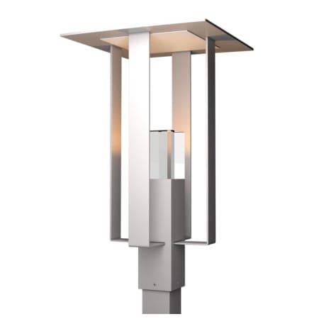 A large image of the Hubbardton Forge 344830 Coastal Burnished Steel / Outdoor Silver / Clear