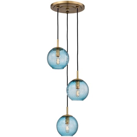 A large image of the Hudson Valley Lighting 2033 Aged Brass / Blue