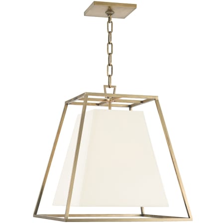 A large image of the Hudson Valley Lighting 6917 Aged Brass / White Silk Shades