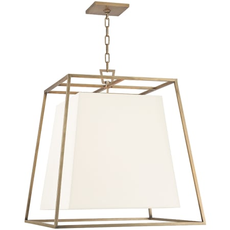A large image of the Hudson Valley Lighting 6924 Aged Brass / White Silk Shades