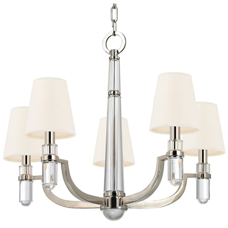 A large image of the Hudson Valley Lighting 985 Polished Nickel / White Silk Shades