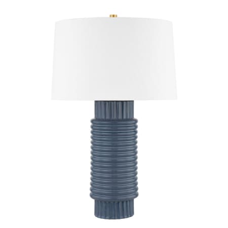 A large image of the Hudson Valley Lighting L1956 Aged Brass / Grey Blue Reactive Ceramic