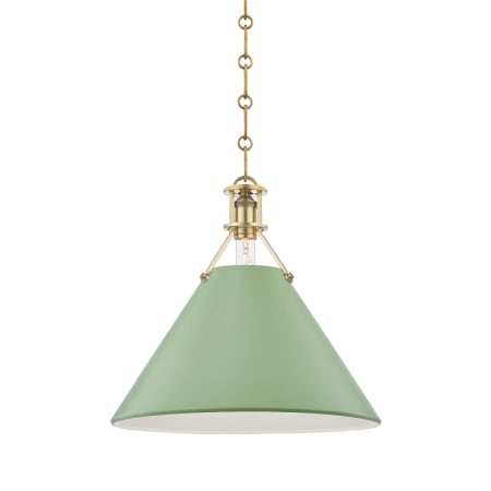 A large image of the Hudson Valley Lighting MDS352 Aged Brass / Leaf Green
