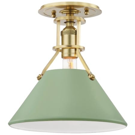 A large image of the Hudson Valley Lighting MDS353 Aged Brass / Leaf Green
