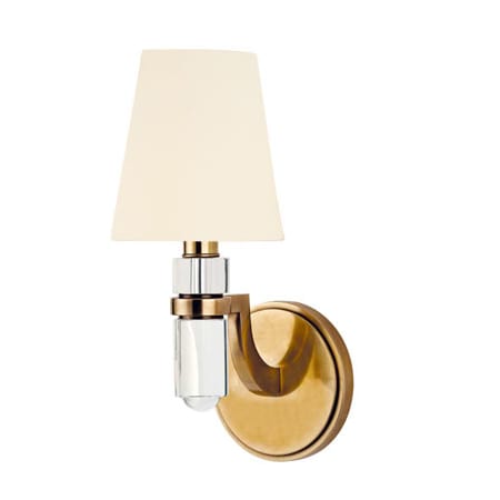 A large image of the Hudson Valley Lighting 981 Aged Brass / White Silk Shades